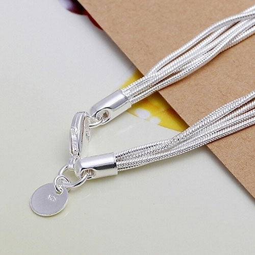 Fashion Heart Charm Pendant Silver Plated Chain Bracelet Wedding Party Jewelry Image 3