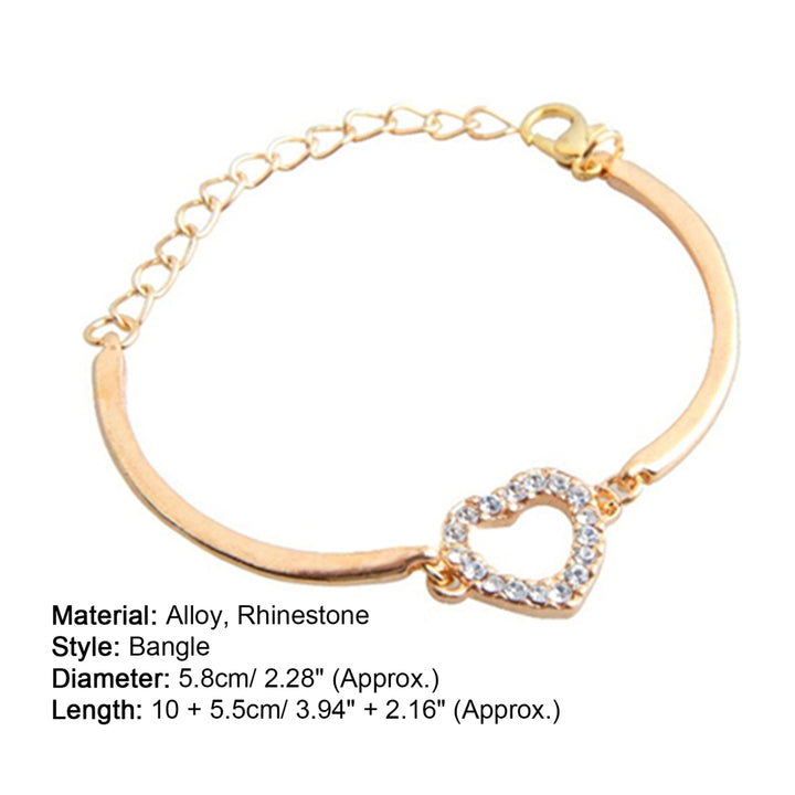 Bracelet No Fading Adjustable Alloy Women Gold Crystal Rhinestone Love Heart Chain Bracelet for Gift Image 8