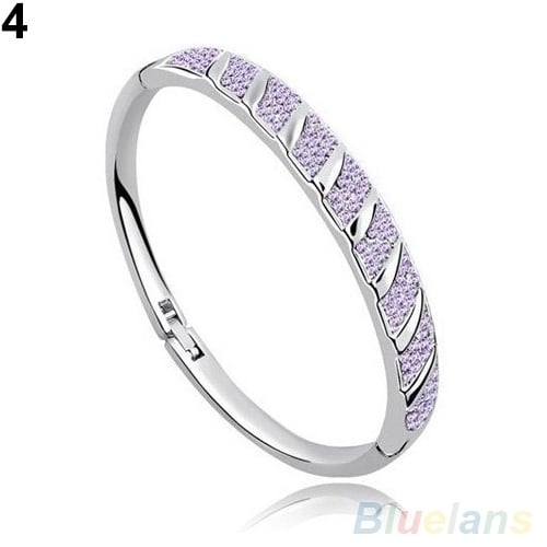 Women Bridal Slim Shiny Rhinestone Bangle Bracelet Engagement Wedding Jewelry Image 4