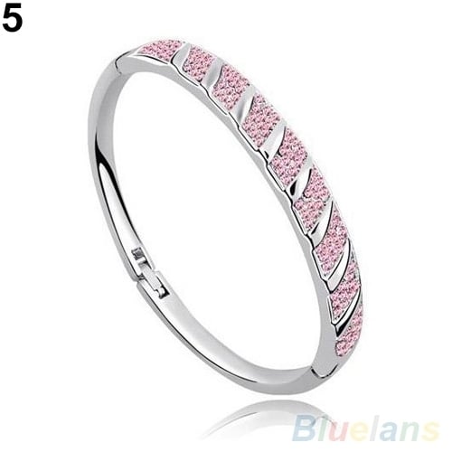 Women Bridal Slim Shiny Rhinestone Bangle Bracelet Engagement Wedding Jewelry Image 6