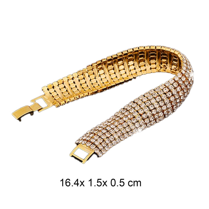 Women Roman Style Rhinestone Wide Bangle Bracelet Jewelry Gift for Wedding Party Banquet Image 4