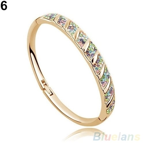 Women Bridal Slim Shiny Rhinestone Bangle Bracelet Engagement Wedding Jewelry Image 7