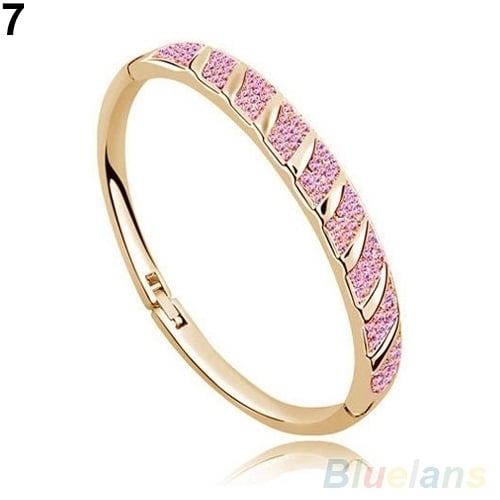 Women Bridal Slim Shiny Rhinestone Bangle Bracelet Engagement Wedding Jewelry Image 8