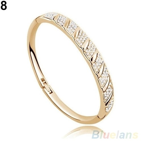 Women Bridal Slim Shiny Rhinestone Bangle Bracelet Engagement Wedding Jewelry Image 9