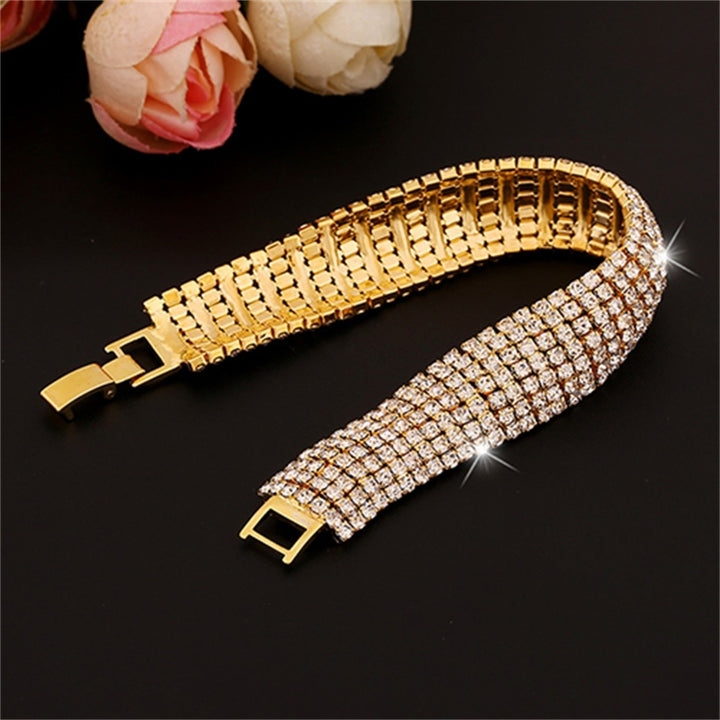 Women Roman Style Rhinestone Wide Bangle Bracelet Jewelry Gift for Wedding Party Banquet Image 8