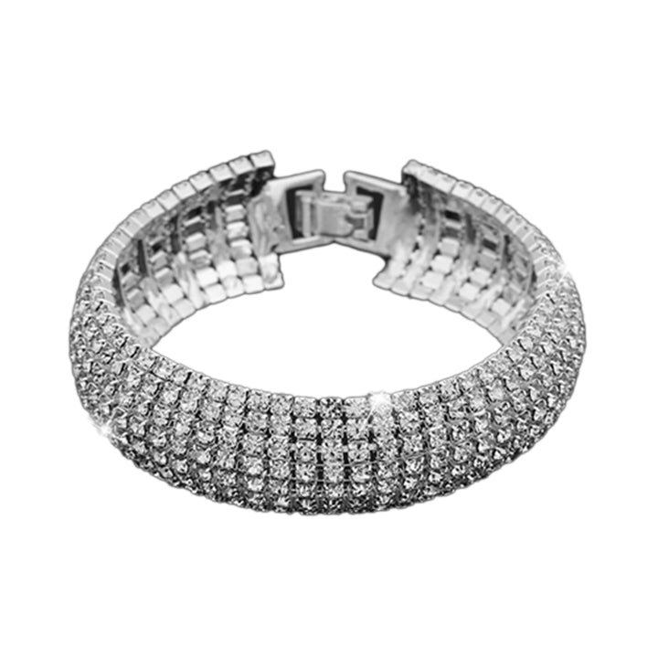 Women Roman Style Rhinestone Wide Bangle Bracelet Jewelry Gift for Wedding Party Banquet Image 10