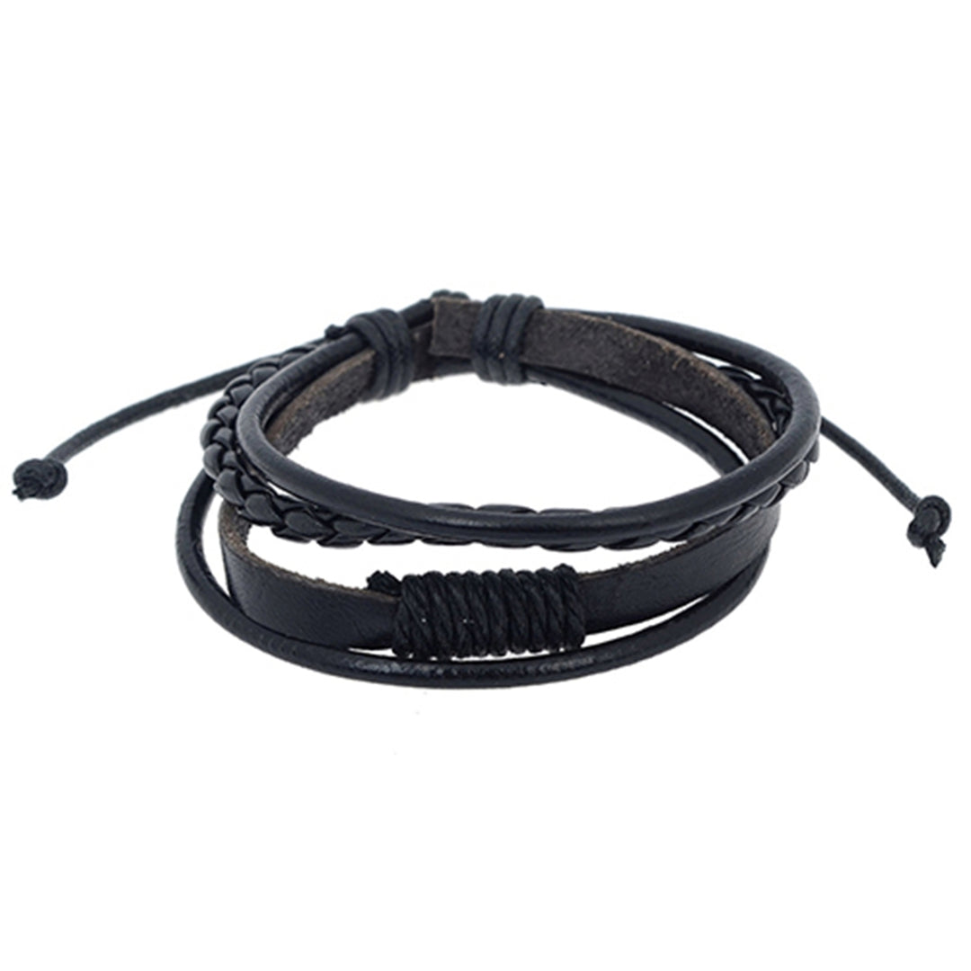 Bracelet 4-layers Braided Jewelry Accessories Handmade Faux Leather Bangle for Unisex Image 8