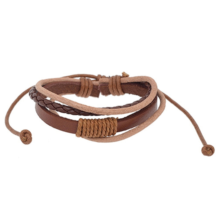 Bracelet 4-layers Braided Jewelry Accessories Handmade Faux Leather Bangle for Unisex Image 9