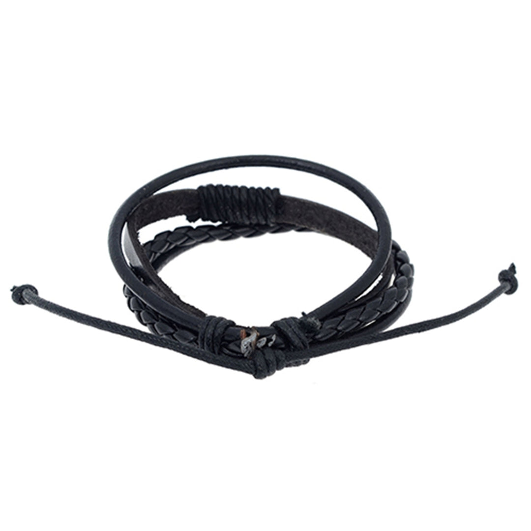 Bracelet 4-layers Braided Jewelry Accessories Handmade Faux Leather Bangle for Unisex Image 10