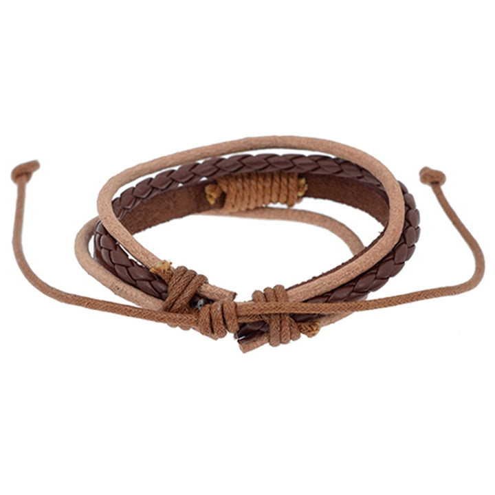 Bracelet 4-layers Braided Jewelry Accessories Handmade Faux Leather Bangle for Unisex Image 11