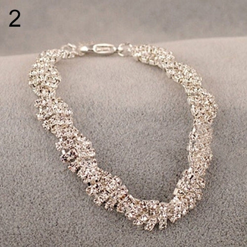 Fashion Womens Gold Silver Plated Clear Crystal Chain Bracelet Bangle Jewelry Image 8