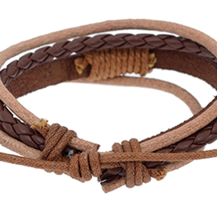 Bracelet 4-layers Braided Jewelry Accessories Handmade Faux Leather Bangle for Unisex Image 12