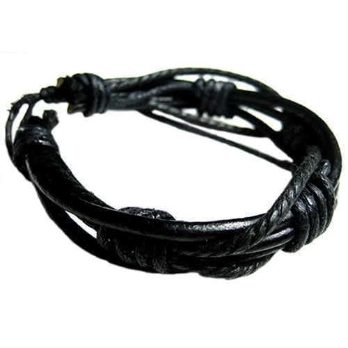 Mens Womens Braided Tribal Multilayer Bangle Faux Leather Cuff Bracelet Gift Image 1