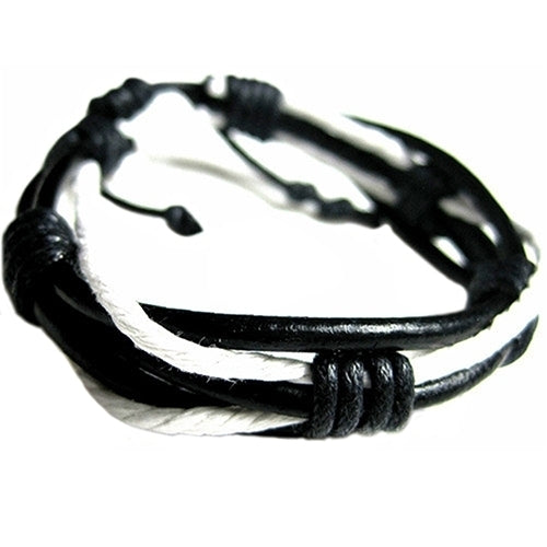 Mens Womens Braided Tribal Multilayer Bangle Faux Leather Cuff Bracelet Gift Image 3