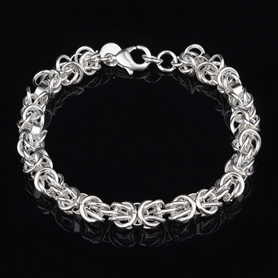 Womens Fashion 925 Sterling Silver Bracelet Bangle Chain Banquet Jewelry Gift Image 1