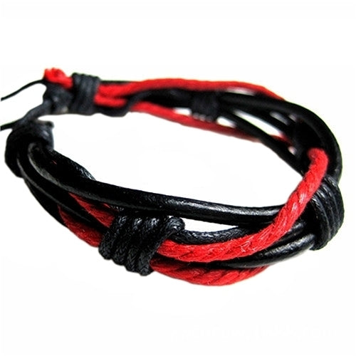 Mens Womens Braided Tribal Multilayer Bangle Faux Leather Cuff Bracelet Gift Image 4