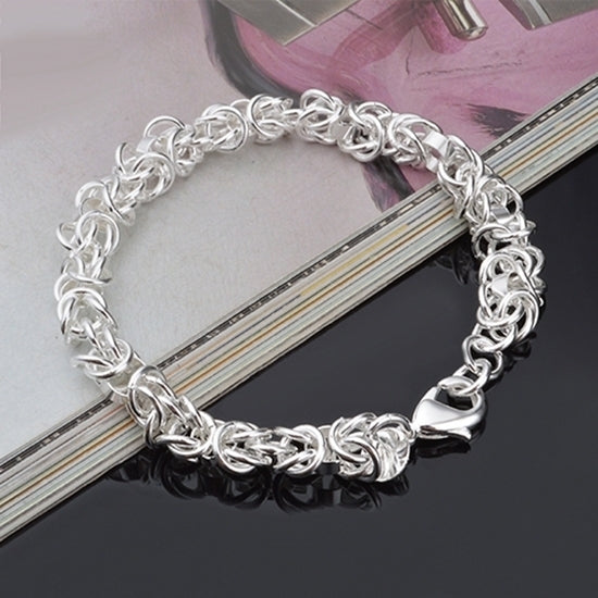 Womens Fashion 925 Sterling Silver Bracelet Bangle Chain Banquet Jewelry Gift Image 2