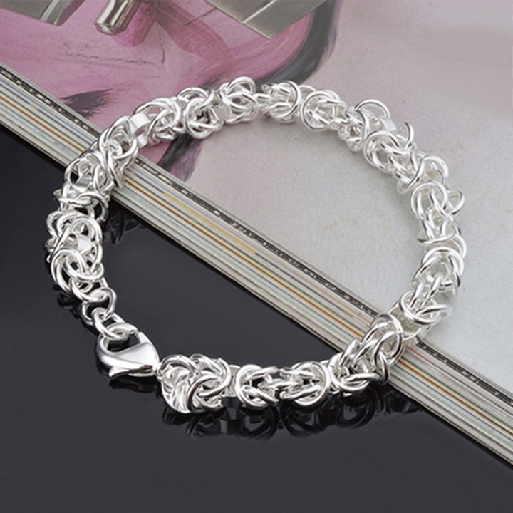 Womens Fashion 925 Sterling Silver Bracelet Bangle Chain Banquet Jewelry Gift Image 6