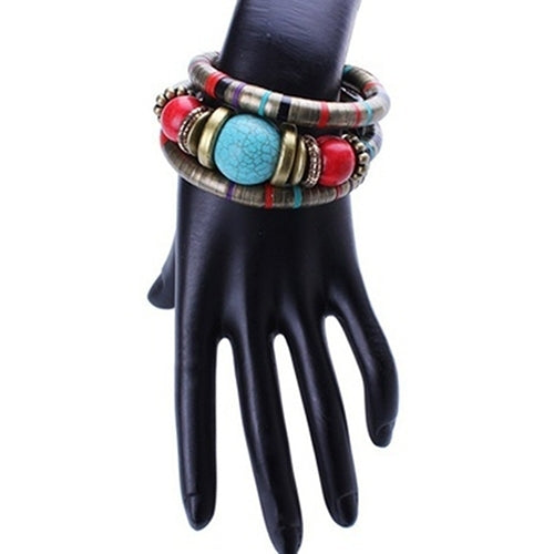 Bohemian Women Girl Multilayer Turquoise Beaded Bangle Bracelet Jewelry Gift Image 1