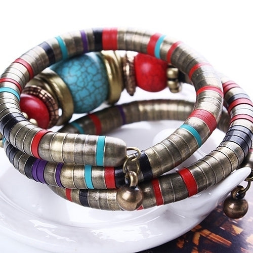 Bohemian Women Girl Multilayer Turquoise Beaded Bangle Bracelet Jewelry Gift Image 4