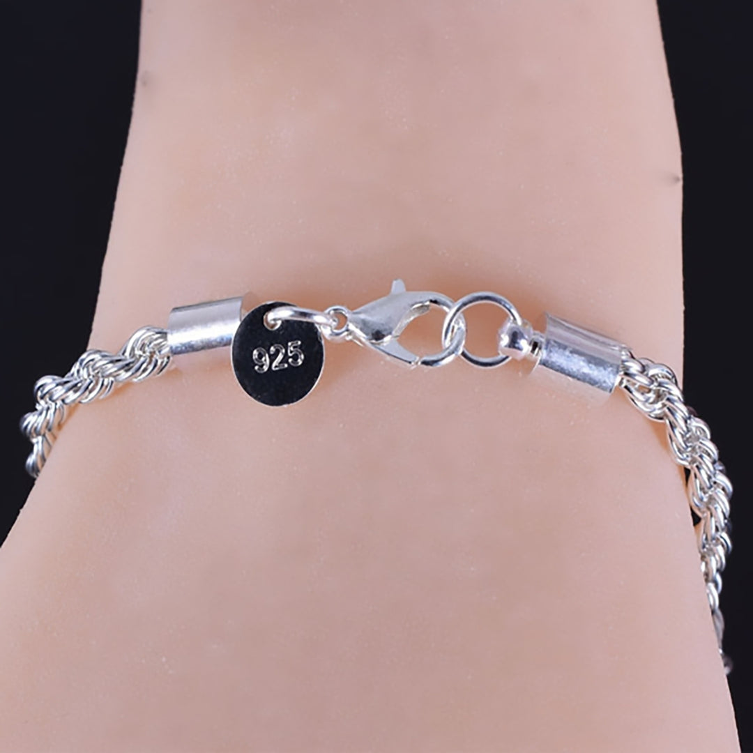 Womens 925 Sterling Silver Twist Bangle Cuff Charm Bracelet Clasp Party Jewelry Image 10