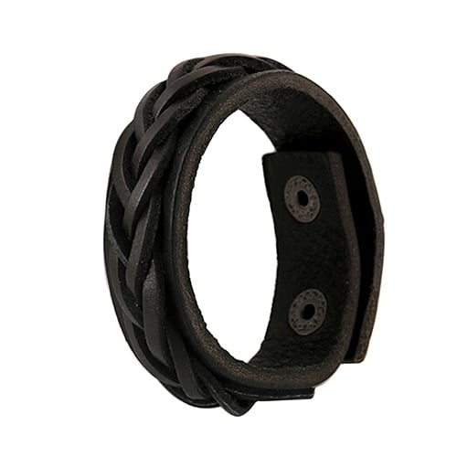 Mens Cool Classic Style Knitted Leather Bangle Punk Wristband Cuff Bracelet Image 9