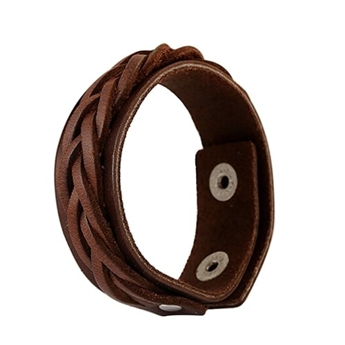 Mens Cool Classic Style Knitted Leather Bangle Punk Wristband Cuff Bracelet Image 10