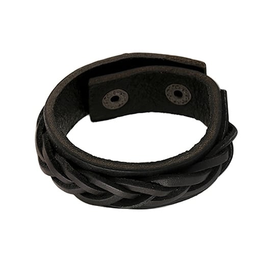 Mens Cool Classic Style Knitted Leather Bangle Punk Wristband Cuff Bracelet Image 11