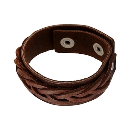 Mens Cool Classic Style Knitted Leather Bangle Punk Wristband Cuff Bracelet Image 12