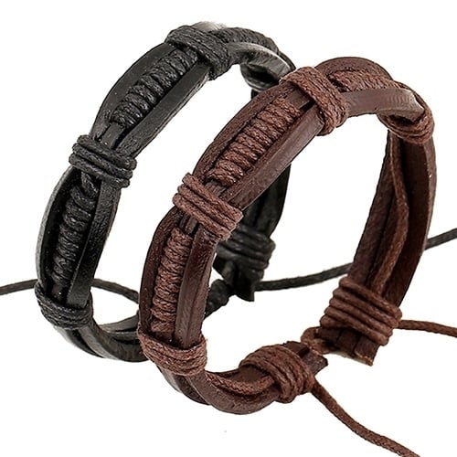 Women Men Classic Knitted Leather Bangle Wristband Cuff Bracelet Punk Jewelry Image 1