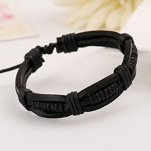 Women Men Classic Knitted Leather Bangle Wristband Cuff Bracelet Punk Jewelry Image 8