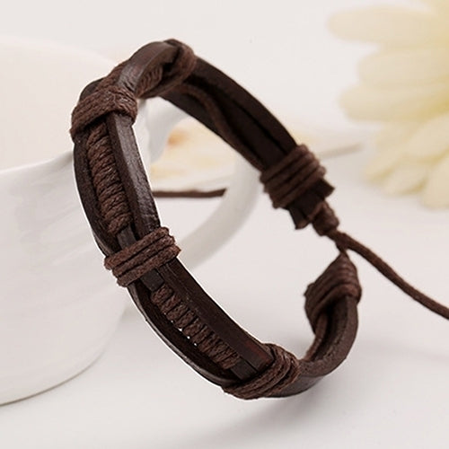 Women Men Classic Knitted Leather Bangle Wristband Cuff Bracelet Punk Jewelry Image 9