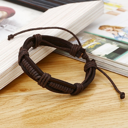 Women Men Classic Knitted Leather Bangle Wristband Cuff Bracelet Punk Jewelry Image 10