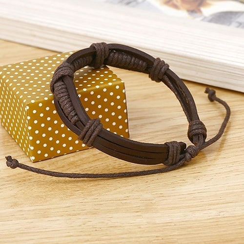 Women Men Classic Knitted Leather Bangle Wristband Cuff Bracelet Punk Jewelry Image 11