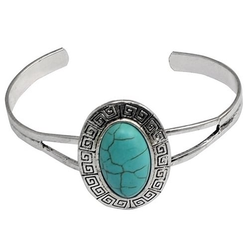 Womens Jewelry Retro Style Geometric Turquoise Opening Cuff Bangle Bracelet Image 10