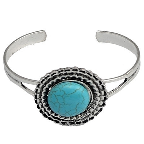 Womens Jewelry Retro Style Geometric Turquoise Opening Cuff Bangle Bracelet Image 11