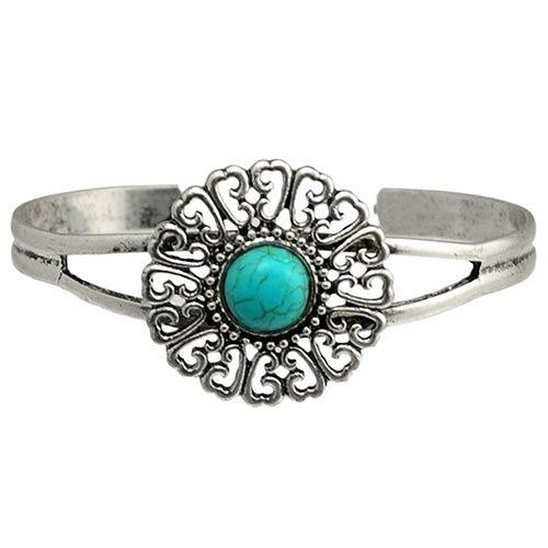 Womens Jewelry Retro Style Geometric Turquoise Opening Cuff Bangle Bracelet Image 12