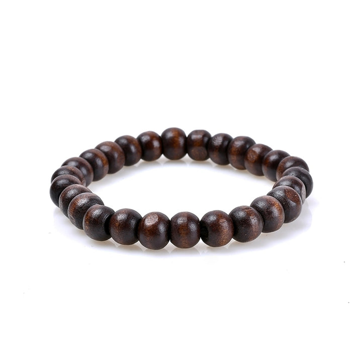 3Pcs Retro Braided Wooden Beads Faux Leather Bracelets Bangles Jewelry for Men Image 4