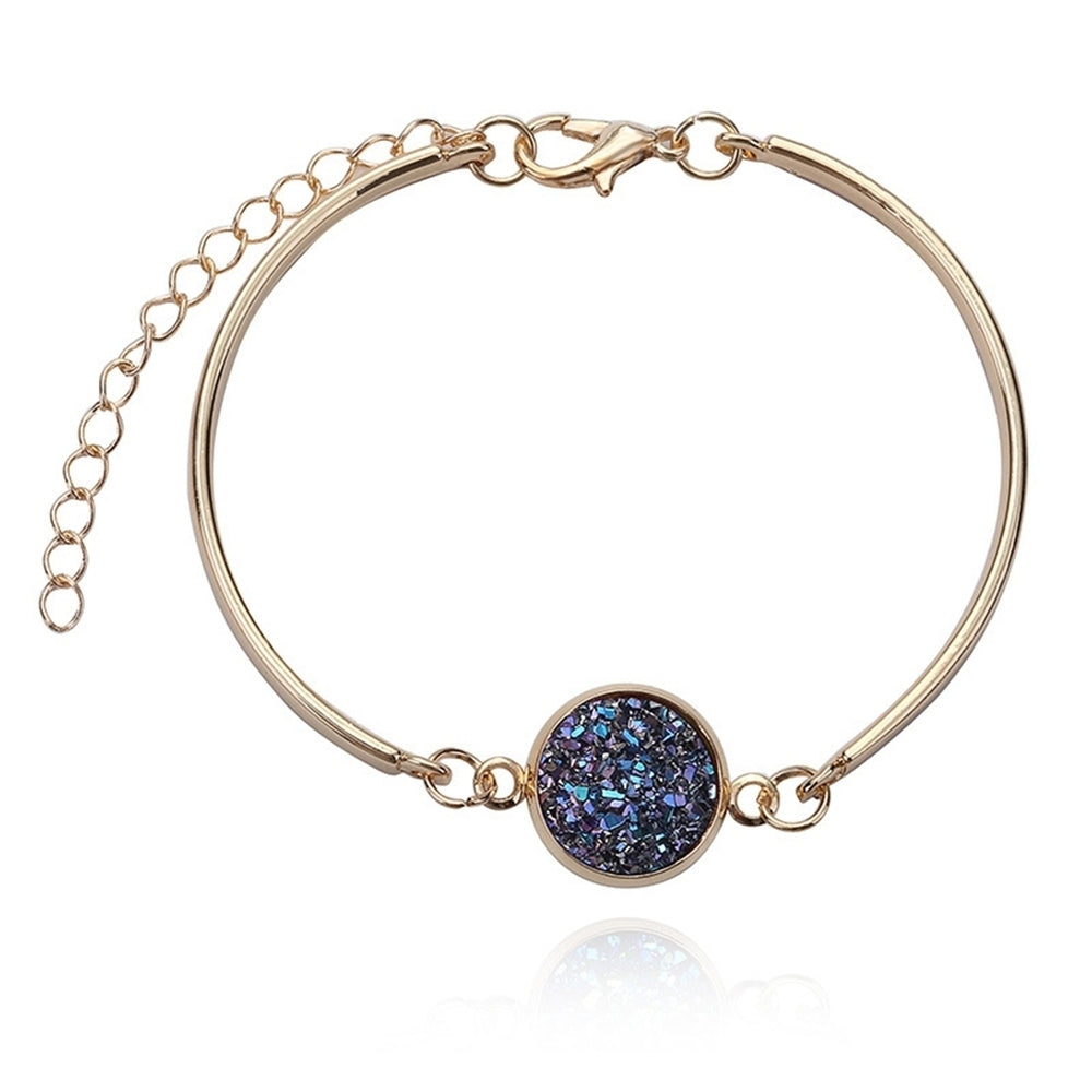 Fashion Bangles Natural Geode Stone Jewelry Rhinestone Pave Women Bracelet Gift Image 2