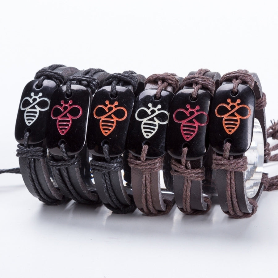 Lovely Bee Fashion Faux Leather Rope Bracelet Men Women Jewelry Birthday Gift Image 1