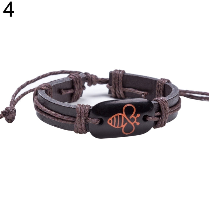 Lovely Bee Fashion Faux Leather Rope Bracelet Men Women Jewelry Birthday Gift Image 6