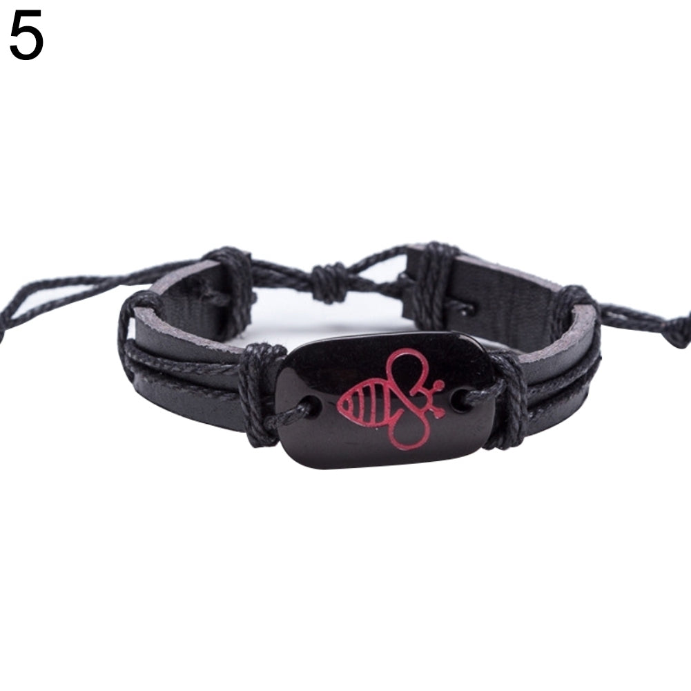 Lovely Bee Fashion Faux Leather Rope Bracelet Men Women Jewelry Birthday Gift Image 7