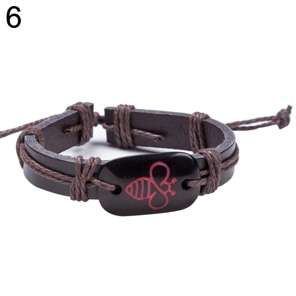 Lovely Bee Fashion Faux Leather Rope Bracelet Men Women Jewelry Birthday Gift Image 8