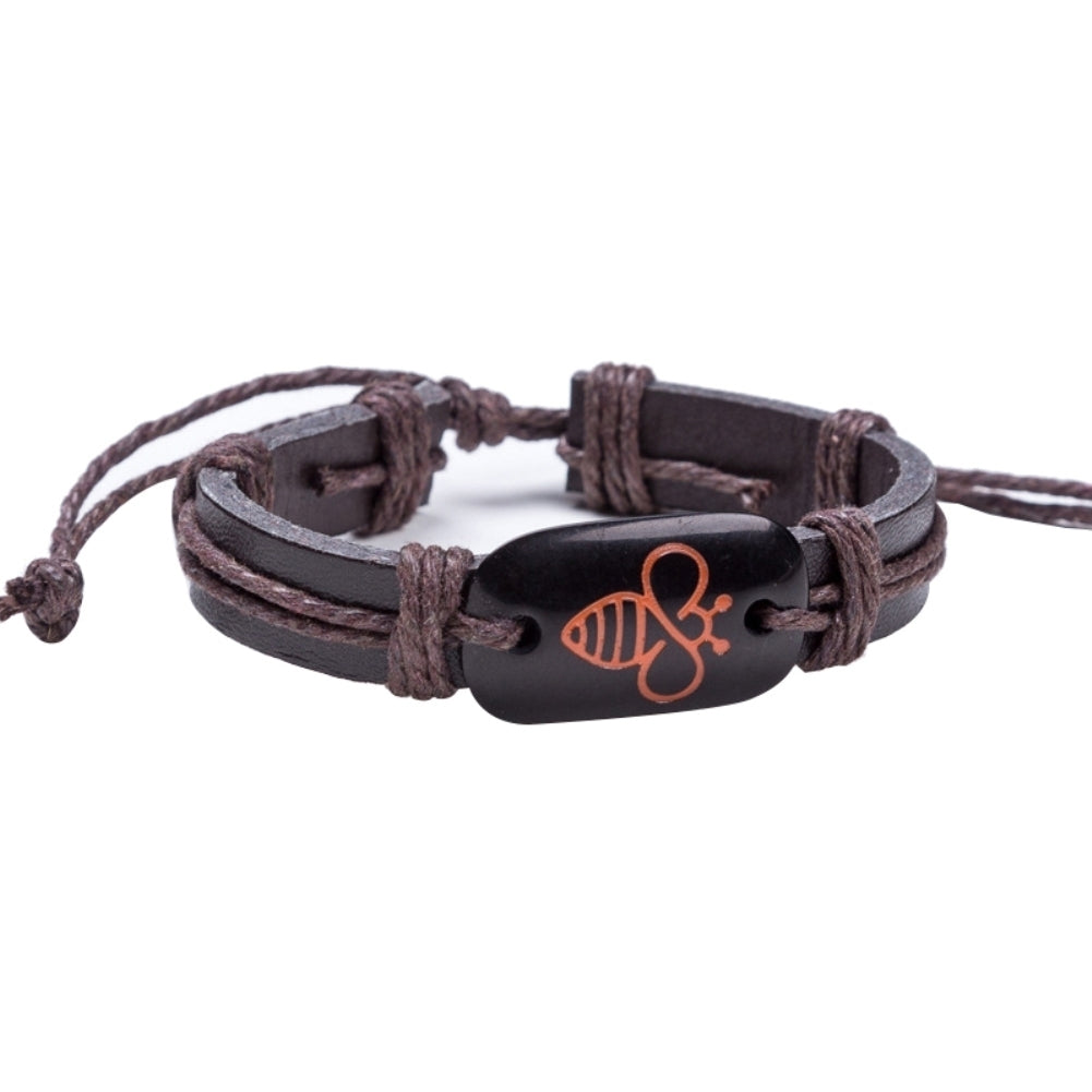 Lovely Bee Fashion Faux Leather Rope Bracelet Men Women Jewelry Birthday Gift Image 12