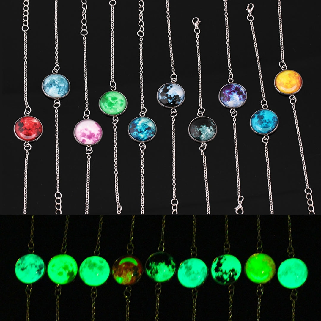 Fashion Bracelet Glowing Moon Fantasy Universe Glass Cabochon Women Glow in The Dark Bangle Jewelry for Party Image 7