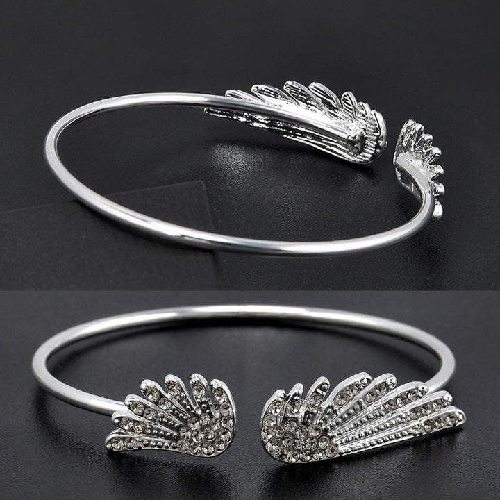 Fashion Jewelry Rhinestones Angel Wing Female Cuff Thin Bracelet Open Bangle Image 4