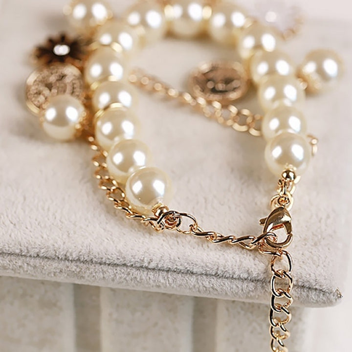 Horse Flower Charm Women Bracelet Faux Pearl Party Bangle Gift Fashion Jewelry Image 2