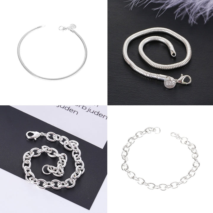 Concise Silver Plated Thick Unisex Bracelet Decor Couple Wrist Chain Charm Gift Image 4