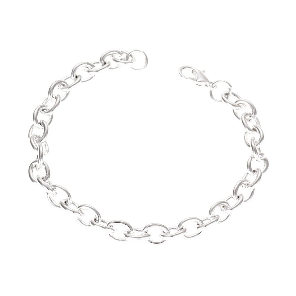 Concise Silver Plated Thick Unisex Bracelet Decor Couple Wrist Chain Charm Gift Image 7