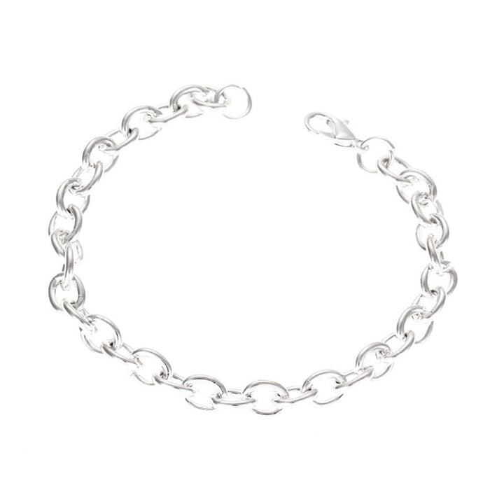 Concise Silver Plated Thick Unisex Bracelet Decor Couple Wrist Chain Charm Gift Image 7